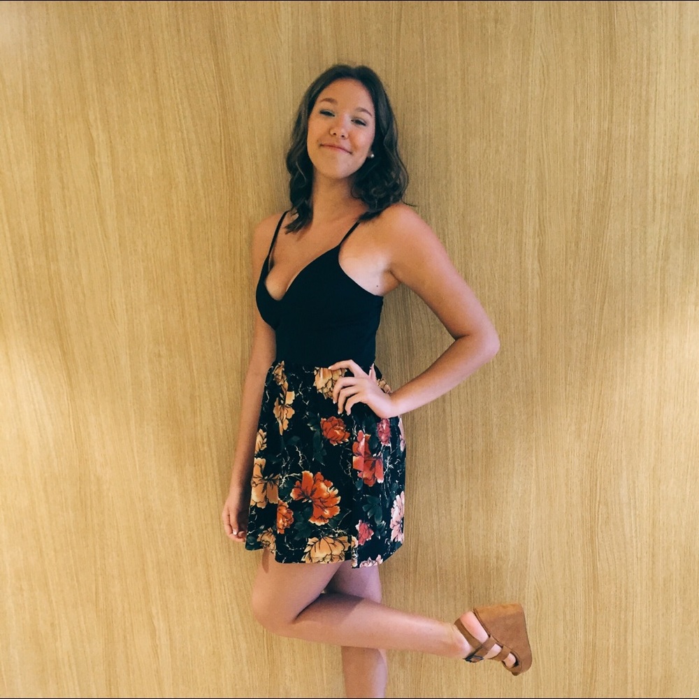 Cute Black & Floral Dress only worn once